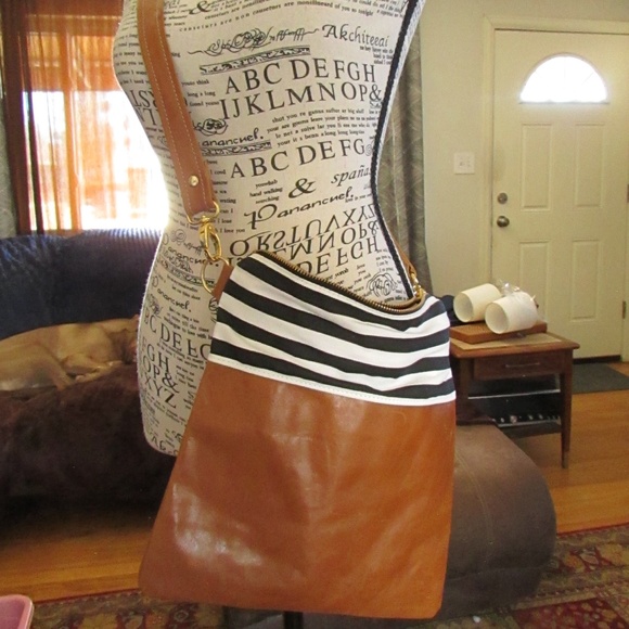 Lbh Handbags - Brown and Black Striped Crossbody Bag